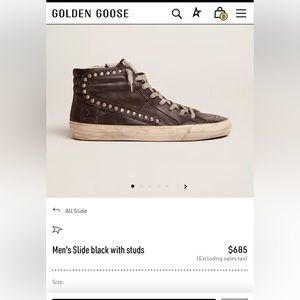 Men’s Golden Goose black slides with studs. Worn two times. Excellent condition!